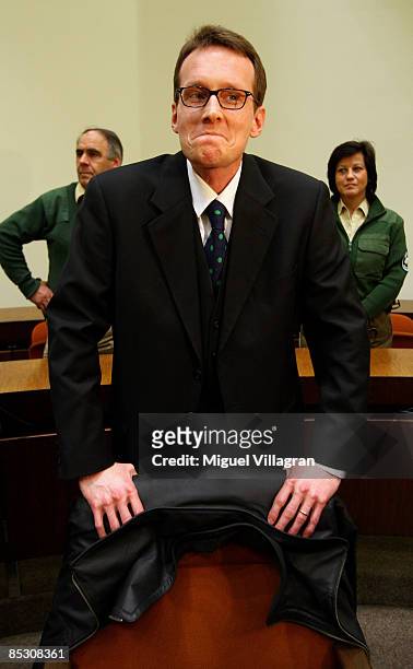 Helg Sgarbi reacts prior to his verdict at the country court on March 9, 2009 in Munich, Germany. Sgarbi has been charged with blackmailing a string...