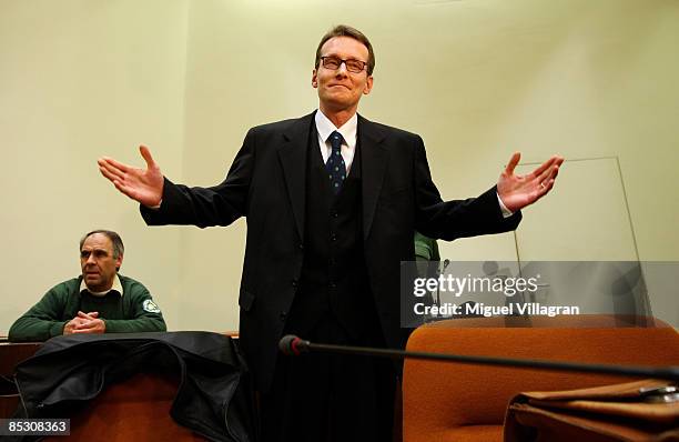 Helg Sgarbi reacts prior to his verdict at the country court on March 9, 2009 in Munich, Germany. Sgarbi has been charged with blackmailing a string...