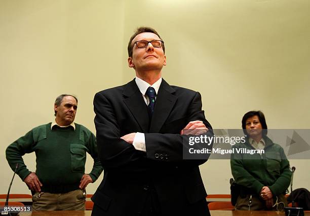 Helg Sgarbi reacts prior to his verdict at the country court on March 9, 2009 in Munich, Germany. Sgarbi has been charged with blackmailing a string...