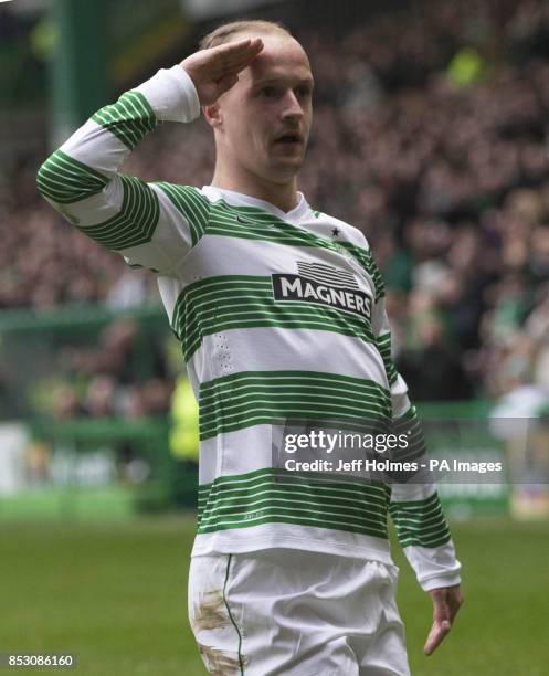Celtic's Leigh Griffiths celebrates his goal during the Scottish Premiership match at Celtic Park, Glasgow.