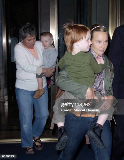 Henry Daniel Moder and Phinnaeus Moder, sons of actress Julia Roberts are seen on the streets of Manhattan on March 7, 2009 in New York City.