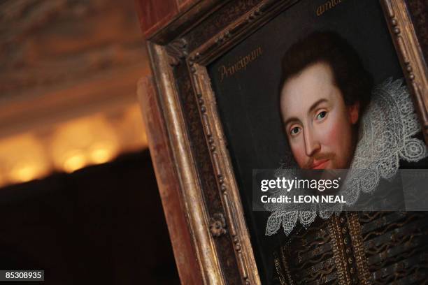 Portrait of William Shakespeare is pictured in London, on March 9, 2009. The portrait, painted in 1610, is believed to be the only surviving picture...