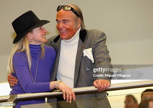 Hans-Hermann Weyer and his wife Christina smile during the Helg Sgarbi trial on March 9, 2009 in Munich, Germany. Sgarbi has been charged with...