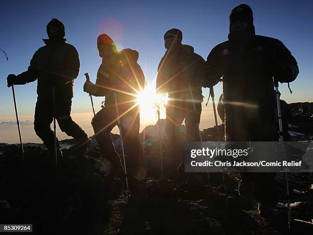 Ben Shephard. Ronan Keating and Gary Barlow reach the top of Mount Kilimanjaro on the seventh day of The BT Red Nose Climb of Kilimanjaro on March 7,...