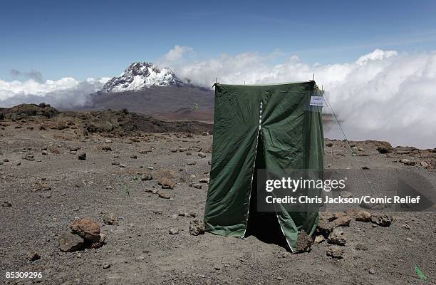The ladies loo is seen on the seventh day of The BT Red Nose Climb of Kilimanjaro on March 7, 2009 in Arusha, Tanzania. Celebrities Ronan Keating,...