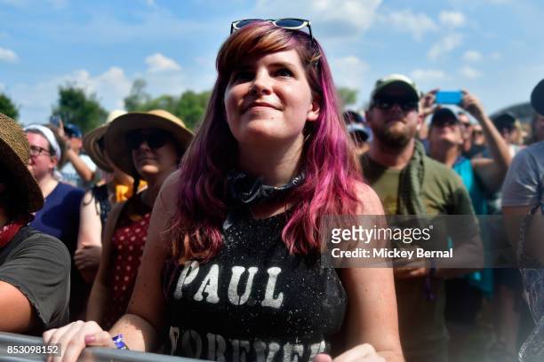 Fans enjoy Langhorne Slim's performance during Pilgrimage Music & Cultural Festival on September 24, 2017 in Franklin, Tennessee.