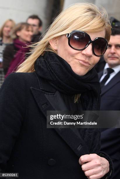 Actress Michelle Collins attends the funeral of actress Wendy Richard at St Mary's Church, Marylebone High Street on March 9, 2009 in London, England.