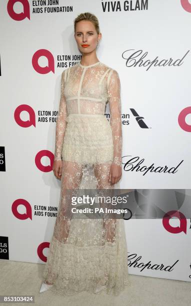 Karolina Kurkova arrives for the Elton John AIDS Foundation's 22nd annual Academy Awards Viewing Party at West Hollywood Park in Los Angeles.