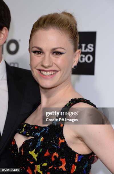 Anna Paquin arrives for the Elton John AIDS Foundation's 22nd annual Academy Awards Viewing Party at West Hollywood Park in Los Angeles.