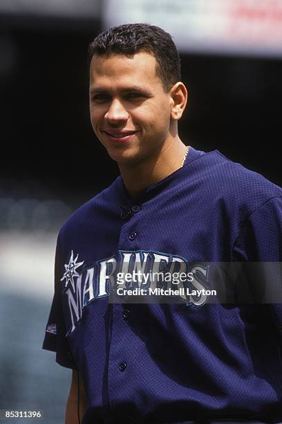 Alex Rodriguez of the Seattle Mariners before a baseball game against the Baltimore Orioles on August 1, 1997 at Camden Yards in Baltimore, Maryland.