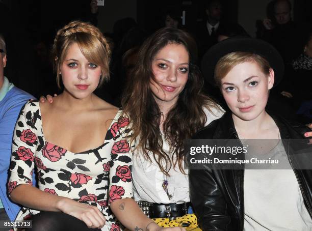 Peaches Geldof, Cory Kennedy and Uffie attend the Jeremy Scott Ready-to-Wear A/W 2009 fashion show during Paris Fashion Week at Faculte de Medecine...