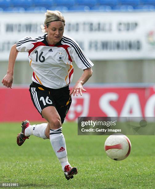 Martina Muller in action during the Women's Algarve Cup match between Germany and Sweden at the Algarve stadium on March 9, 2009 in Faro, Portugal.