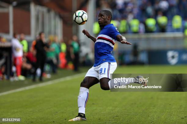 Duvan Zapata of UC Sampdoria in action during the Serie A football match between Us Sampdoria and Ac Milan . Uc Sampdoria wins 2-0 over Ac Milan.