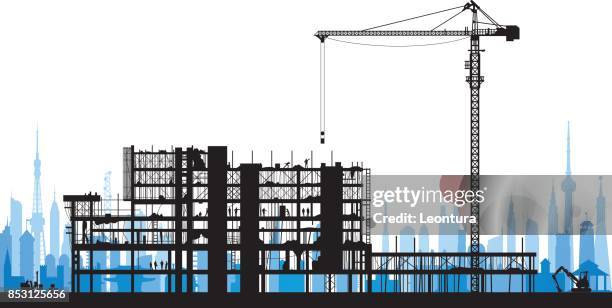 incredibly detailed scaffolding silhouette - construction equipment white background stock illustrations