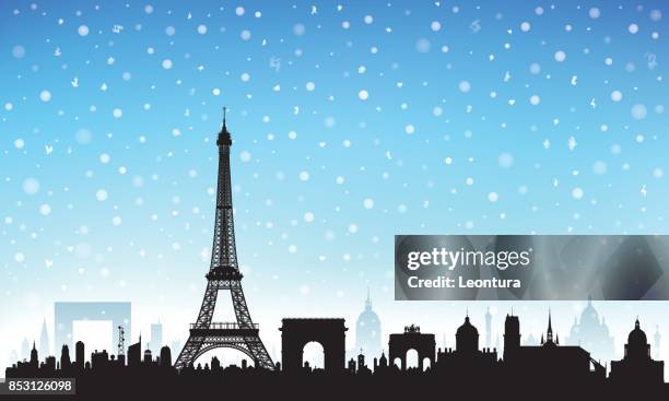 paris (all buildings are complete and moveable) - paris snow stock illustrations