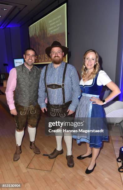 Tom O'Reilly, Matt McFadyen and Amy Posey during the 'Bits & Pretzels Founders Festival' at ICM Munich on September 24, 2017 in Munich, Germany.