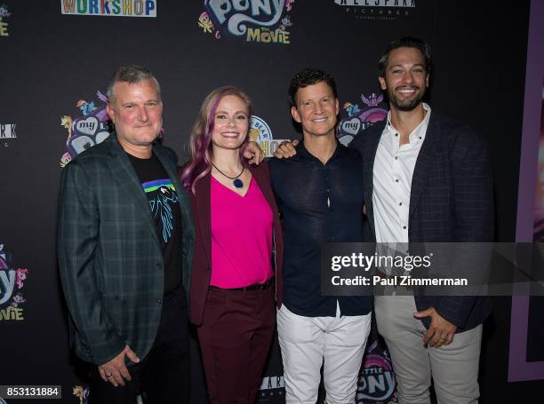 Stephen Davis, Meghan McCarthy, Brian Goldner and Josh Feldman attend "My Little Pony: The Movie" New York Screening at AMC Lincoln Square Theater on...