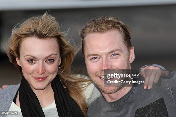Fearne Cotton and Ronan Keating arrive back in the UK at RAF Northolt after climbing Mount Kilimanjaro in aid of Comic Relief on March 9, 2009 in...