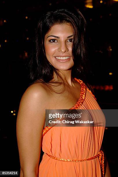 Former Miss Sri Lanka Jacqueline Fernandez poses at the press conference for unveiling the Femina Miss India 2009 Contestants held at Hotel Sahara...