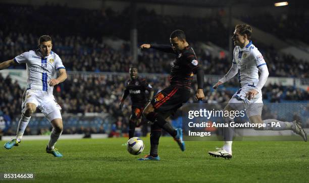 Reading's Hal Robson-Kanu scores his side's fourth goal during the Sky Bet Championship match at Elland Road, Leeds.