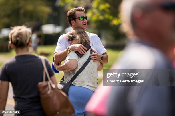 People console each other outside of the Burnette Chapel Church of Christ on September 24, 2017 in Antioch, Tennessee. One person was killed and...