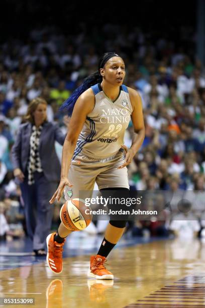 Plenette Pierson of the Minnesota Lynx drives to the basket during the game against the Los Angeles Sparks in Game One of the 2017 WNBA Finals on...