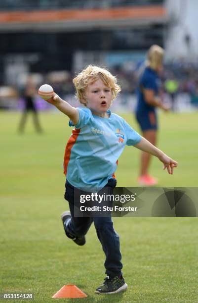 Children take part in ECB All Stars cricket during the 3rd Royal London One Day International between England and West Indies at The Brightside...