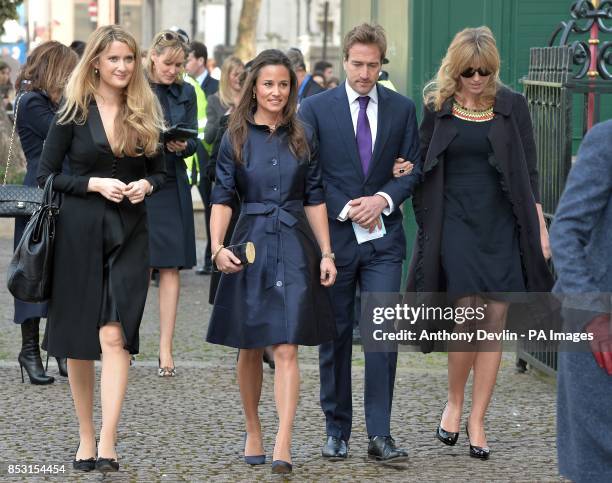 Pippa Middleton with Ben Fogle and his wife Marina attend a service to celebrate the life of Sir David Frost at Westminster Abbey, London.