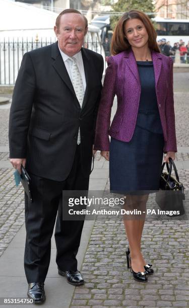 Andrew Neil and Susan Nilsson attend a service to celebrate the life of Sir David Frost at Westminster Abbey, London.