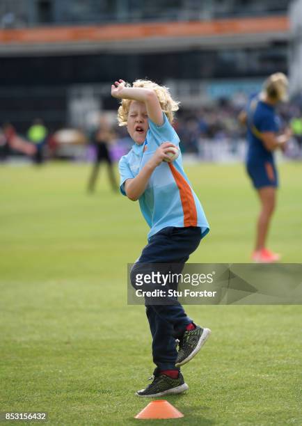 Children take part in ECB All Stars cricket during the 3rd Royal London One Day International between England and West Indies at The Brightside...