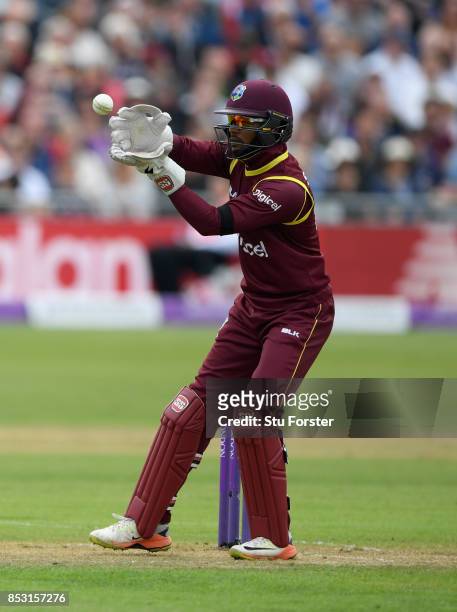 West Indies wicketkeeper Shai Hope in action during the 3rd Royal London One Day International between England and West Indies at The Brightside...