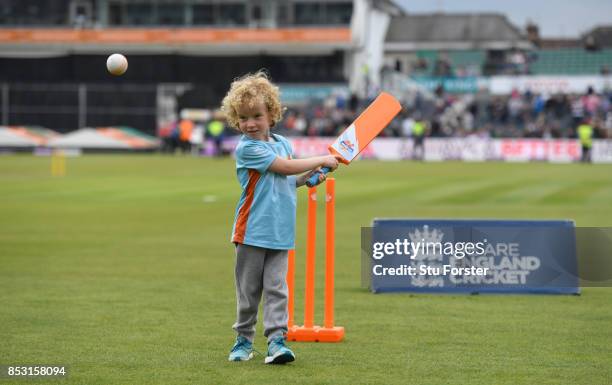 Children take part in ECB All Stars cricket during the 3rd Royal London One Day International between England and West Indies at The Brightside...