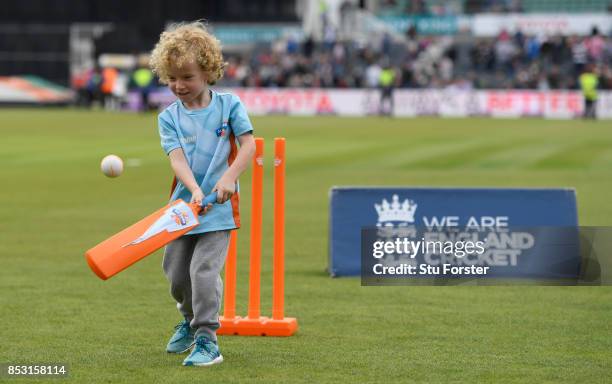 Children take part in ECB All Stars cricket during the 3rd Royal London One Day International between England and West Indies at The Brightside...