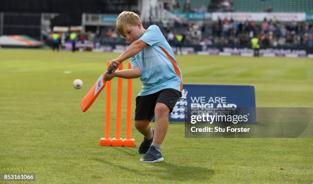 Children take part in ECB All Stars cricket during the 3rd Royal London One Day International between England and West Indies at The Brightside...