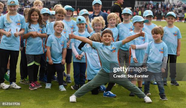 Children take part in ECB All Stars cricket during the 3rd Royal London One Day International between England and West Indies at The Brightside...