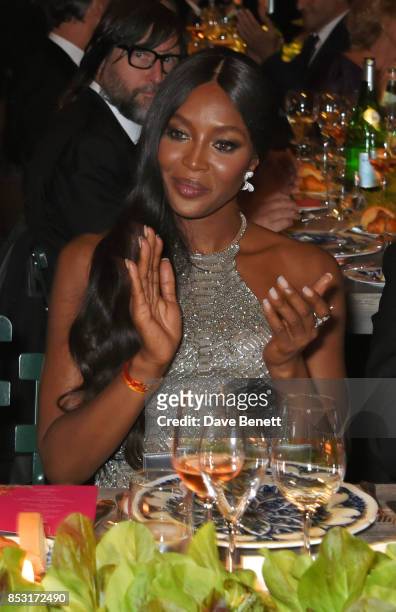 Naomi Campbell attends a private dinner hosted by Livia Firth following the Green Carpet Fashion Awards, Italia, at Palazzo Marino on September 24,...