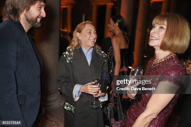 Miuccia Prada and Anna Wintour attend a private dinner hosted by Livia Firth following the Green Carpet Fashion Awards, Italia, at Palazzo Marino on...