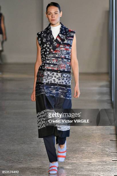 Model walks the runway at the Gabriele Colangelo Ready to Wear Spring/Summer 2018 fashion show during Milan Fashion Week Spring/Summer 2018 on...