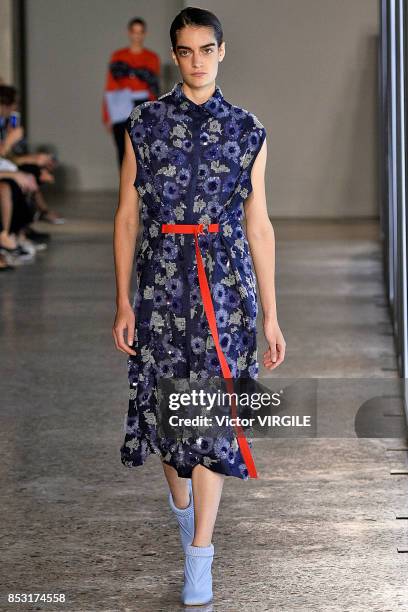 Model walks the runway at the Gabriele Colangelo Ready to Wear Spring/Summer 2018 fashion show during Milan Fashion Week Spring/Summer 2018 on...