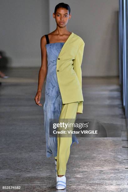 Model walks the runway at the Gabriele Colangelo Ready to Wear Spring/Summer 2018 fashion show during Milan Fashion Week Spring/Summer 2018 on...