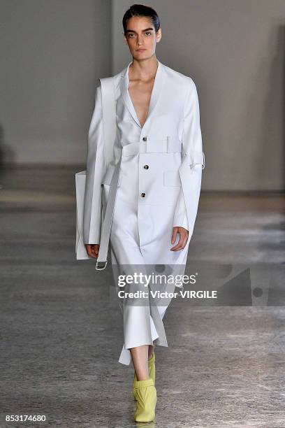 Model walks the runway at the Gabriele Colangelo Ready to Wear Spring/Summer 2018 fashion show during Milan Fashion Week Spring/Summer 2018 on...