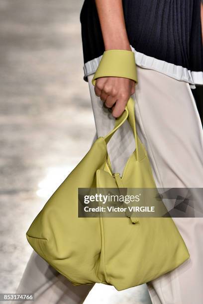 Model walks the runway at the Gabriele Colangelo Ready to Wear Spring/Summer 2018 fashion show during Milan Fashion Week Spring/Summer 2018 on...