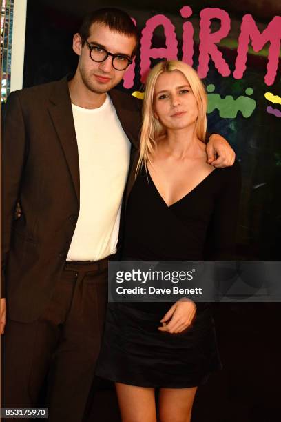 Fred Macpherson and Alex Brownsell attend the launch of Hairmoji presented by Bleach London on September 24, 2017 in London, England.