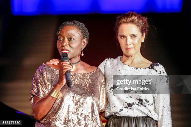 Auma Obama, halfsister of former US president Barack Obama and Luxembourgian presenter Desiree Nosbusch during the Minx Fashion Night in favour of...