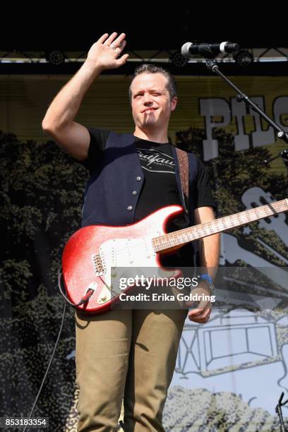 Jason Isbell performs with Amanda Shires at Pilgrimage Music & Cultural Festival on September 24, 2017 in Franklin, Tennessee.