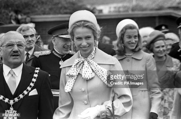 Miss Rowena Brassey , lady-in-waiting to Princess Anne, pictured with her during an official engagement at the Marine Park, Crosby, near Liverpool on...