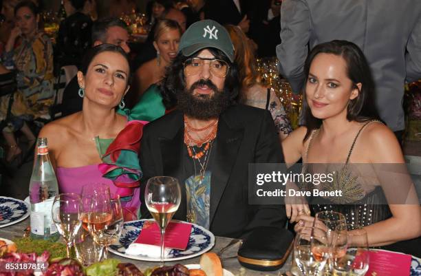 Livia Firth, Alessandro Michele, Gucci Creative Director, and Dakota Johnson attend a private dinner hosted by Livia Firth following the Green Carpet...