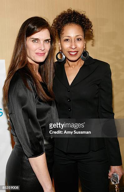 Actresses Brooke Shields and Tamara Tunie attend the 8th annual Epic Theatre Ensemble winter gala at Twenty Four Fifth on March 9, 2009 in New York...
