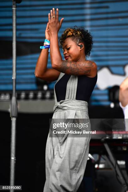 Noelle Scaggs of Fitz and the Tantrums performs during Pilgrimage Music & Cultural Festival on September 24, 2017 in Franklin, Tennessee.