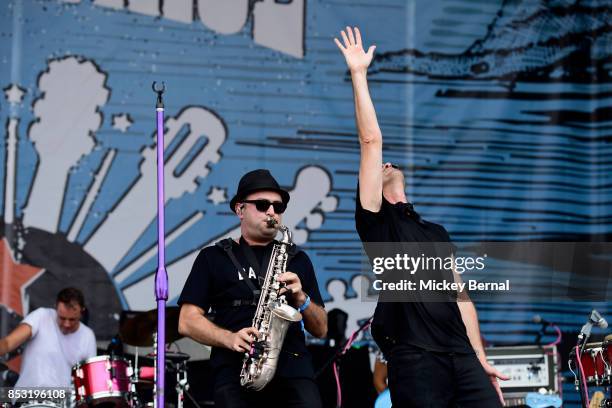 James King and Michael Fitzpatrick of Fitz and the Tantrums perform during Pilgrimage Music & Cultural Festival on September 24, 2017 in Franklin,...